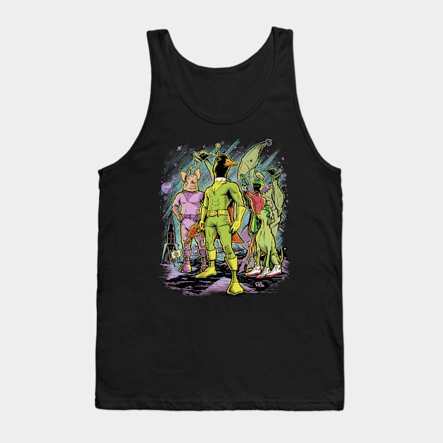 Space Duck Pulp Tank Top by Captain_RibMan